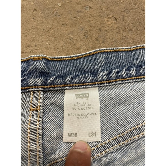 Levis 501 XX Jeans Mens 36x27 Light Wash Blue Straight Leg Button Fly Distressed - Picture 7 of 16